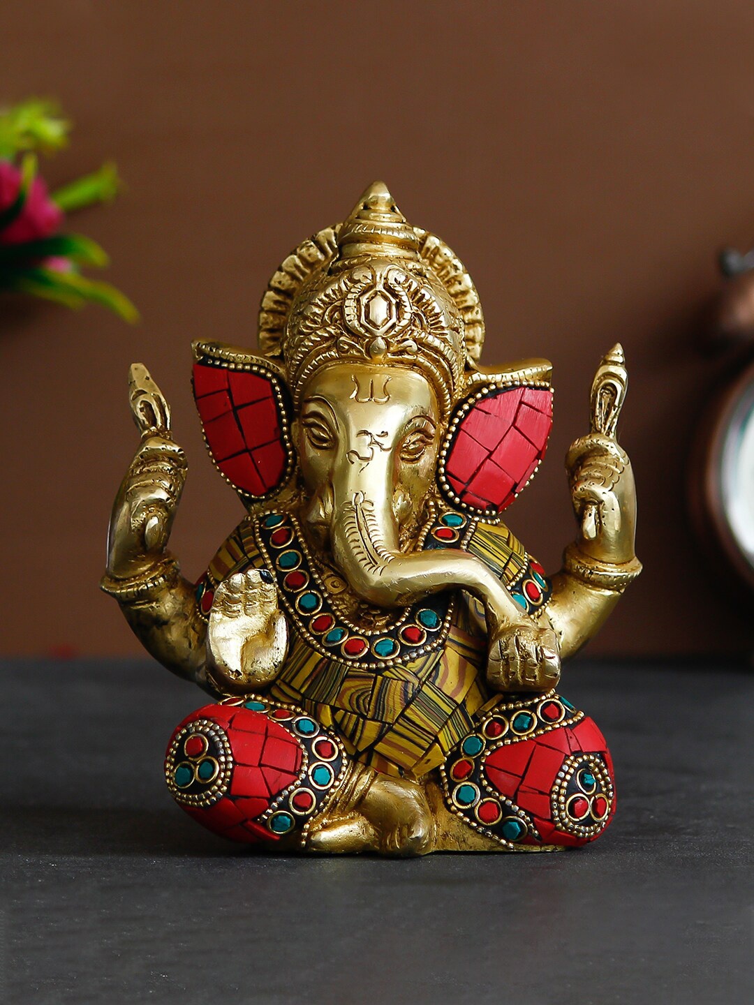 

eCraftIndia Gold-Toned Lord Ganesha Handcrafted Idol Showpiece