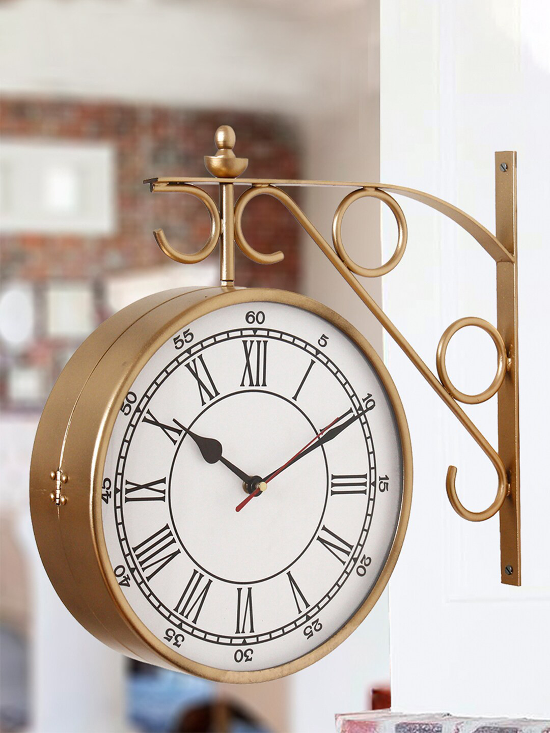 

eCraftIndia Gold-Toned & White Traditional Wall Clock 35.9 cm
