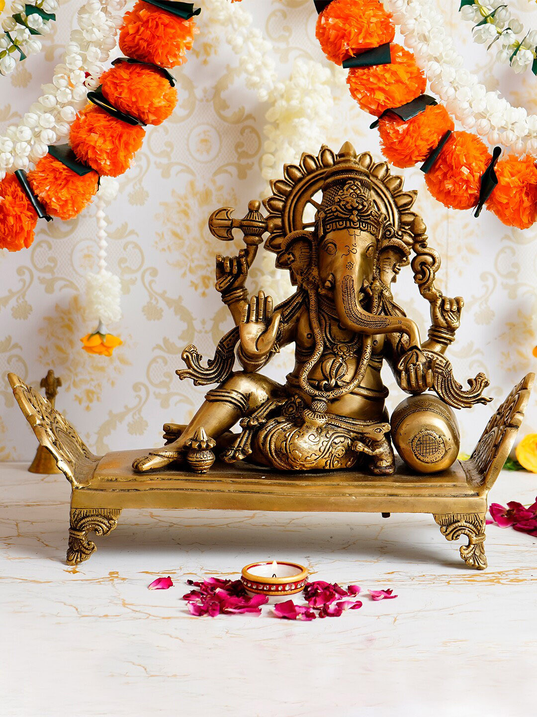 

eCraftIndia Gold-Toned Lord Ganesha Handcrafted Showpiece