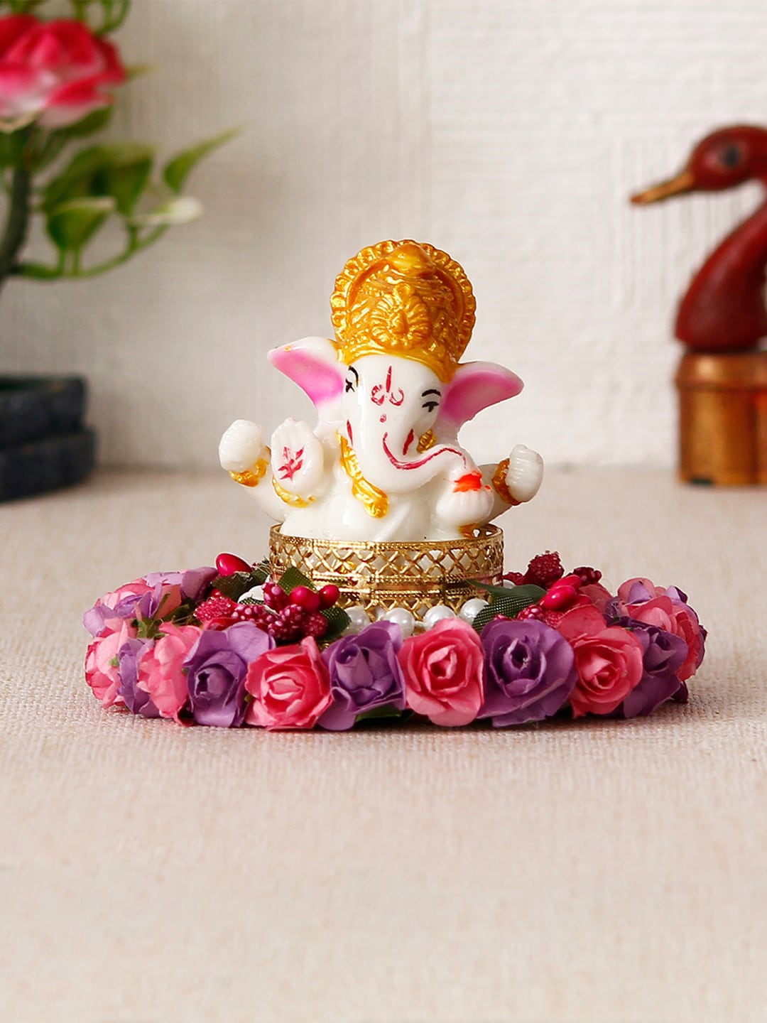 

eCraftIndia Purple & Pink Handcrafted Lord Ganesha Showpiece