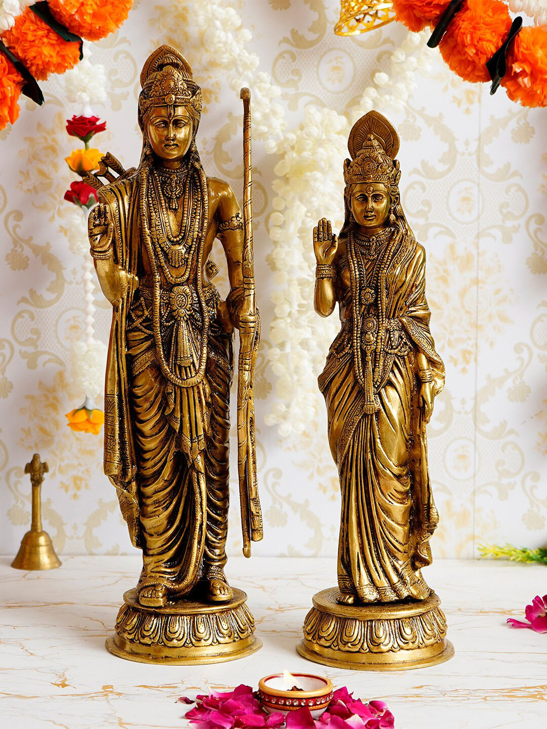 

eCraftIndia Set Of 2 Gold-Toned Lord Ram and Goddess Sita Handcrafted Idols