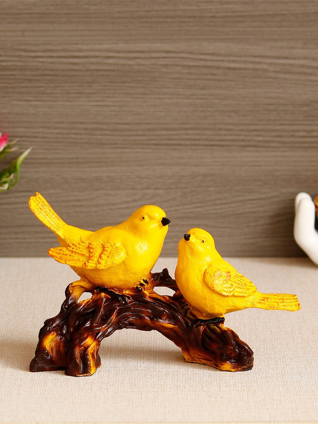 

eCraftIndia Yellow & Brown Handcrafted Birds on Tree Branch Showpiece