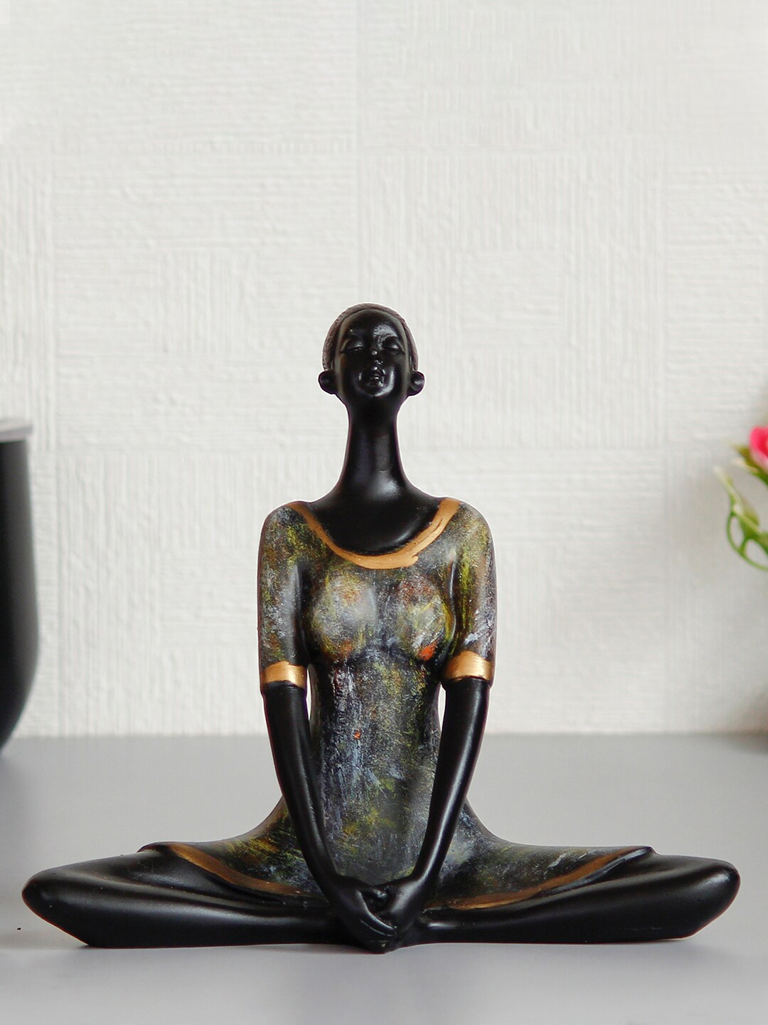 

eCraftIndia Grey Handcrafted Lady in Butterfly Yoga Pose Showpiece