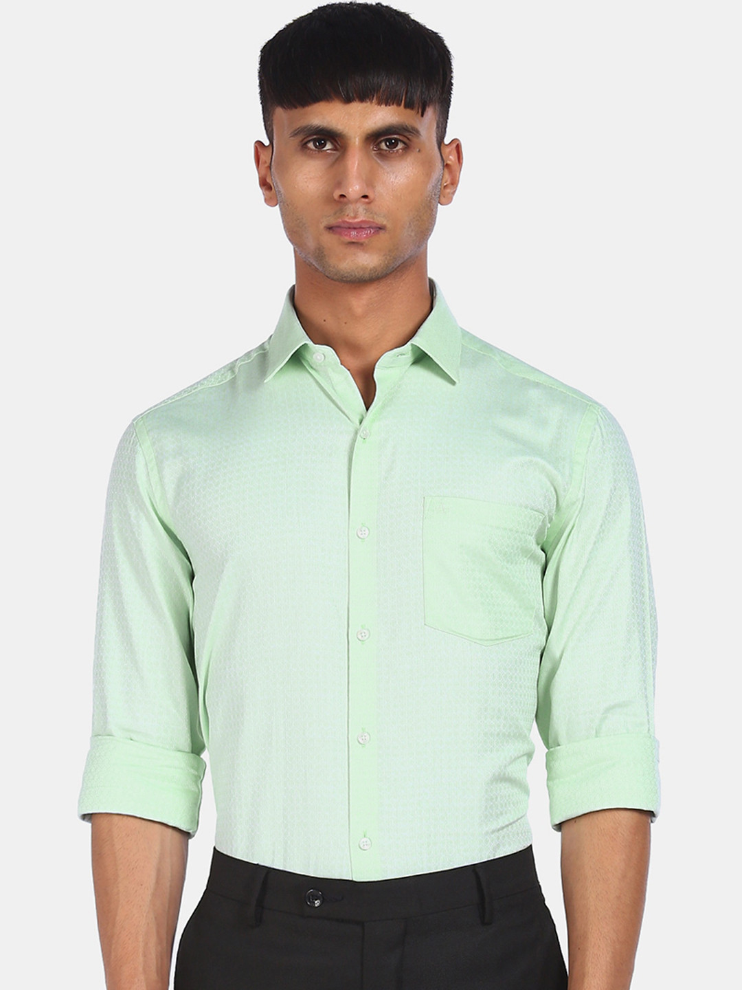 

Arrow Men Green Slim Fit Opaque Cotton Formal Shirt