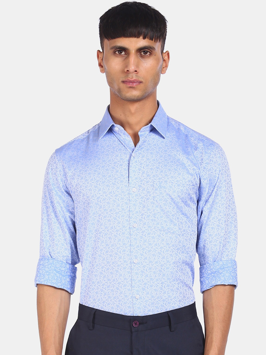 

Arrow Men Blue Floral Opaque Printed Formal Shirt