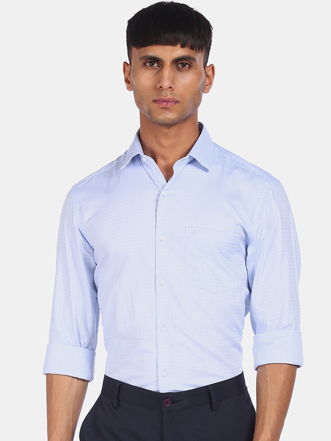

Arrow Men Blue Slim Fit Opaque Pure Cotton Formal Shirt