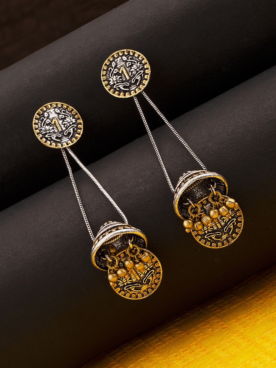 

Voylla Gold Plated Silver-Toned Contemporary Drop Earrings