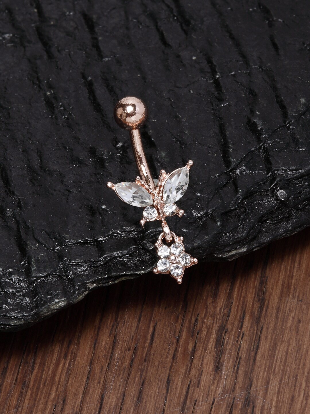 

Ferosh Woman Golden Charm Belly Button Ring, Rose gold