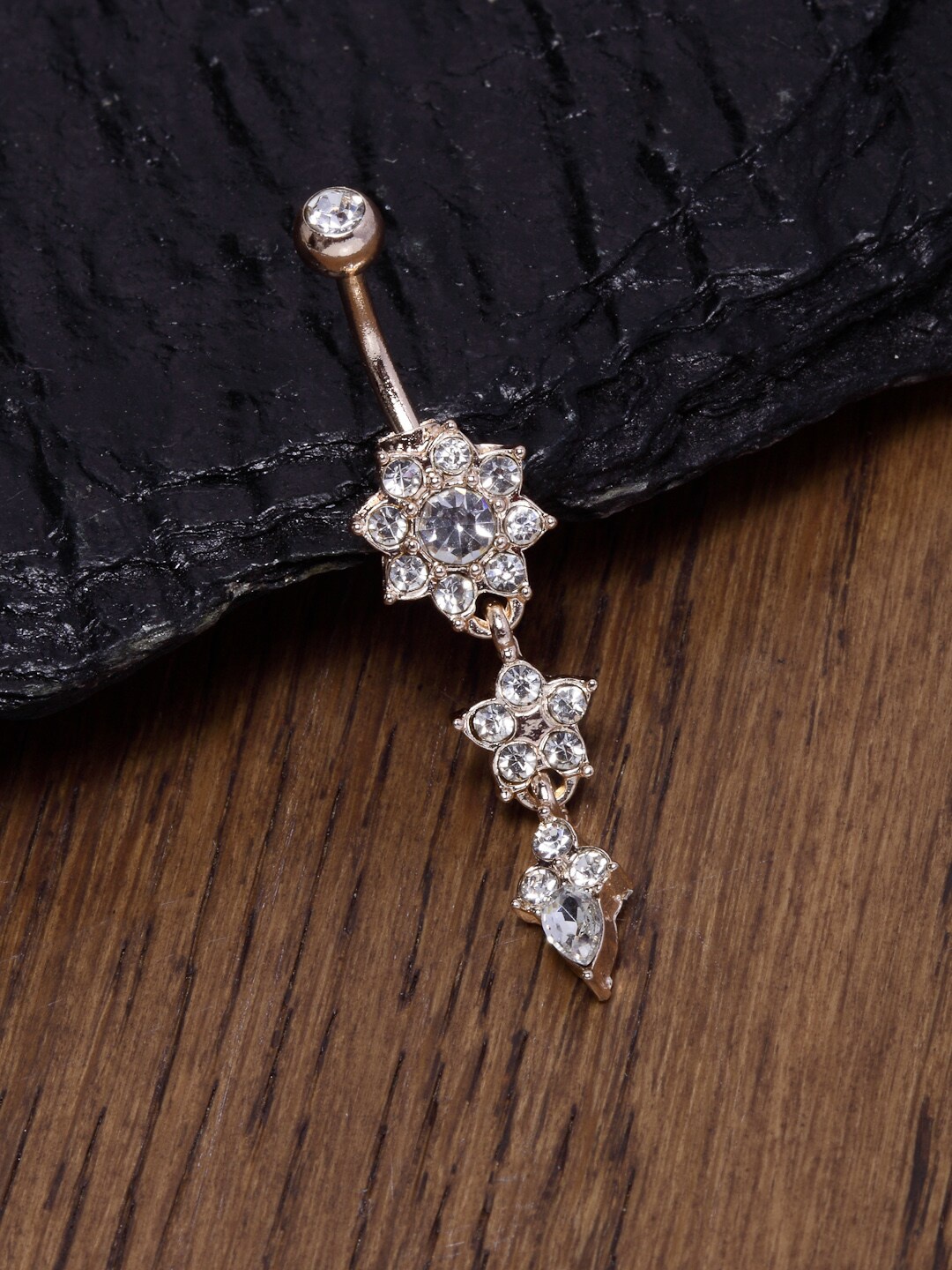 

Ferosh Women Rose Gold Stone Belly Button Ring