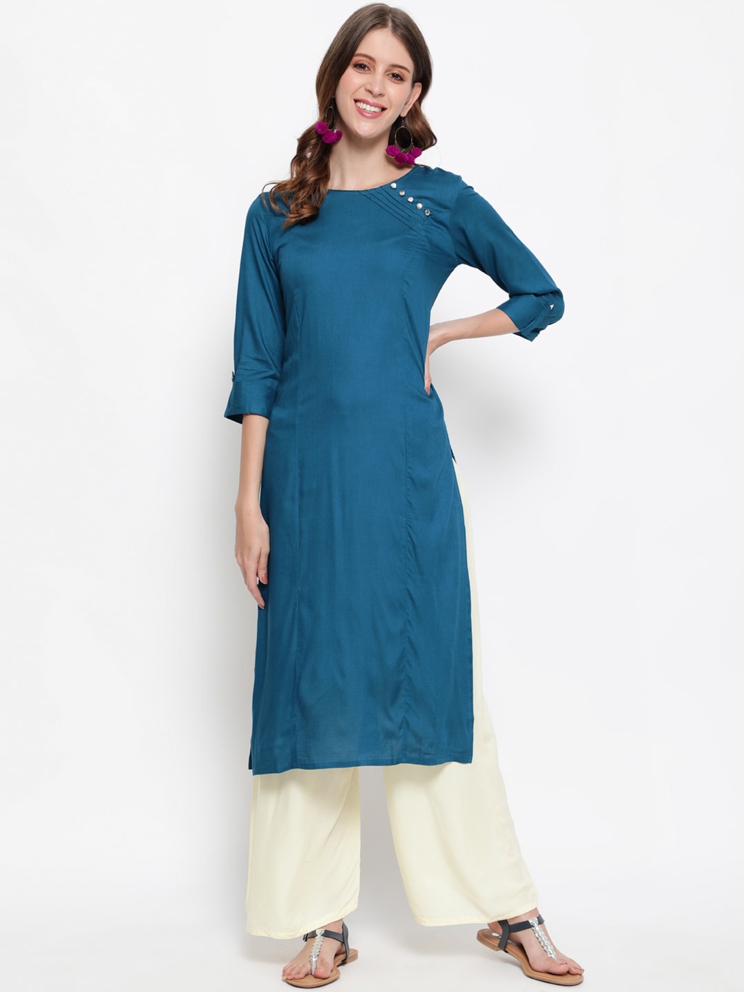 

antaran Women Teal Kurta