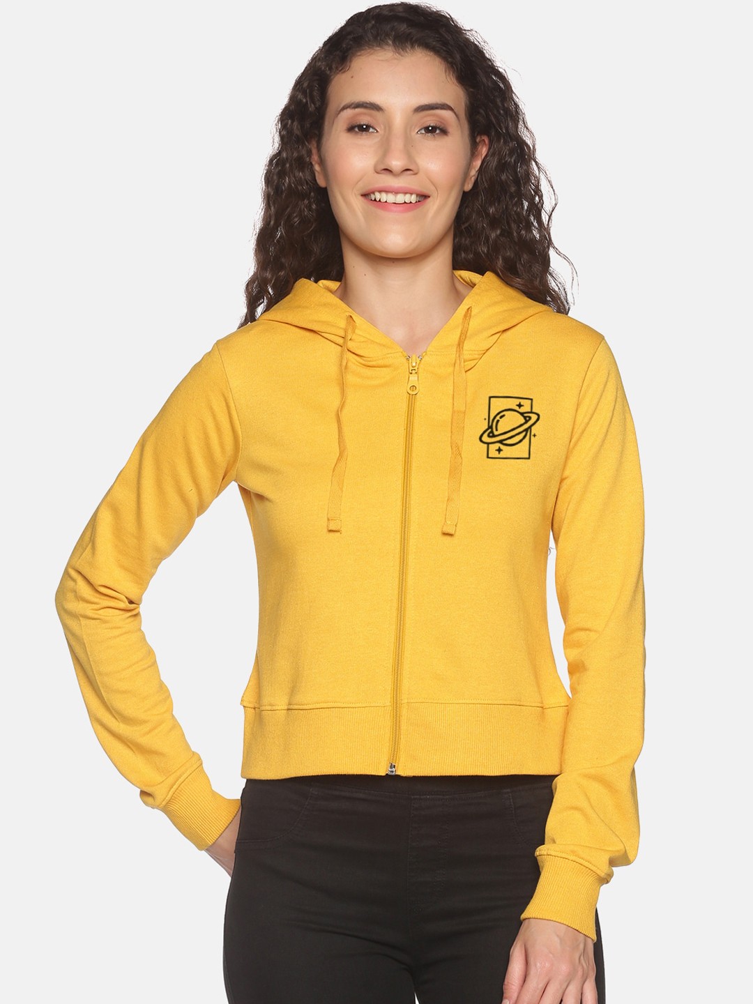 

BEVERLY BLUES Women Yellow Hooded Sweatshirt