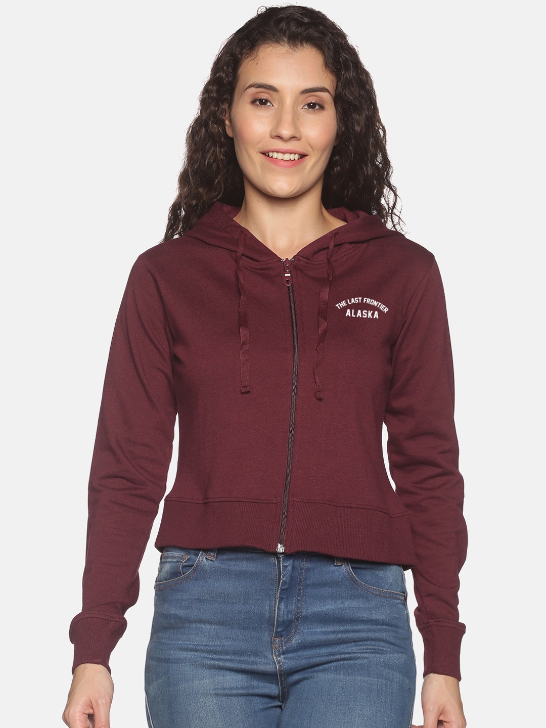 

BEVERLY BLUES Women Maroon Hooded Sweatshirt