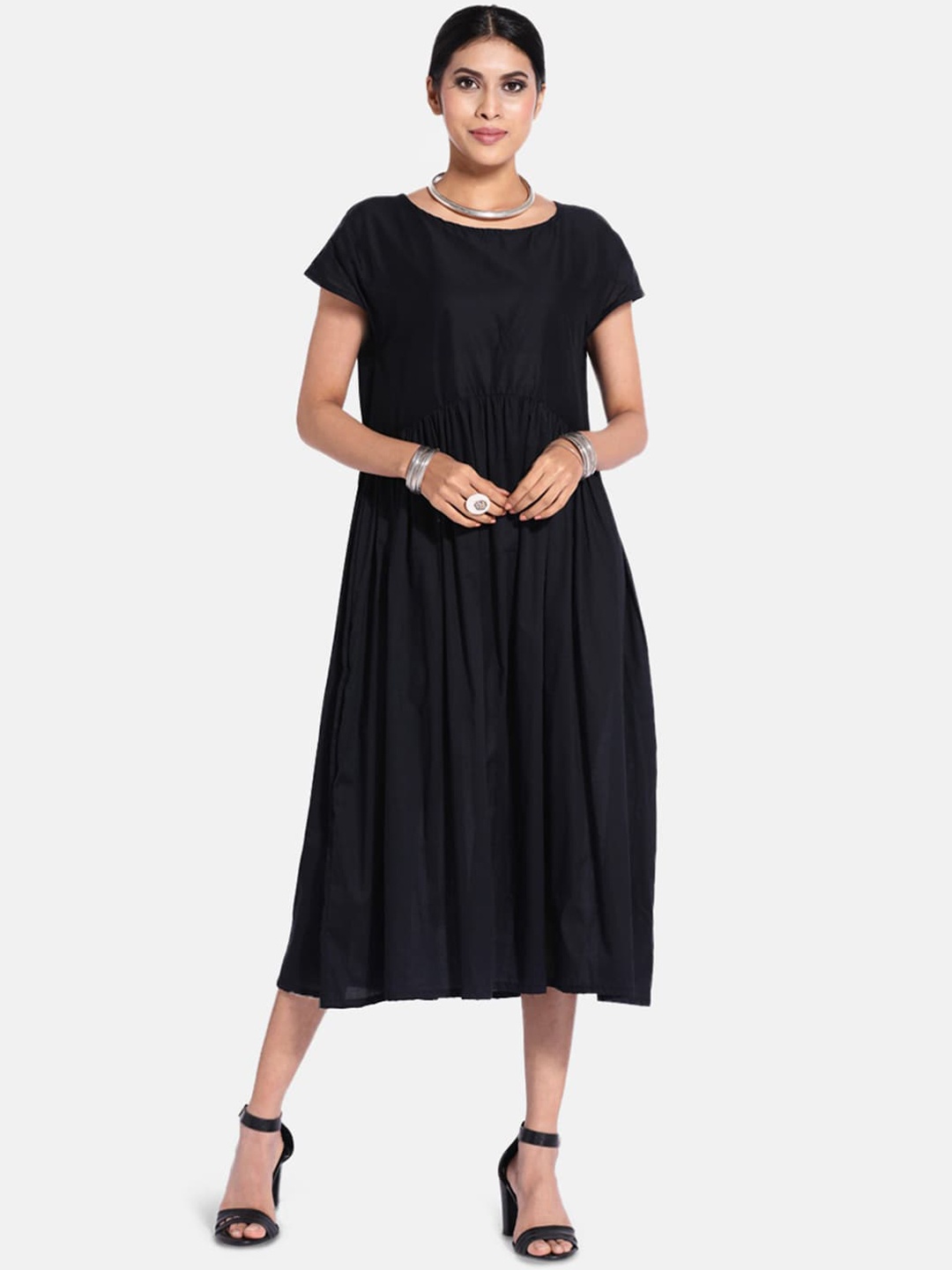 

GRASS by Gitika Goyal Black A-Line Midi Dress