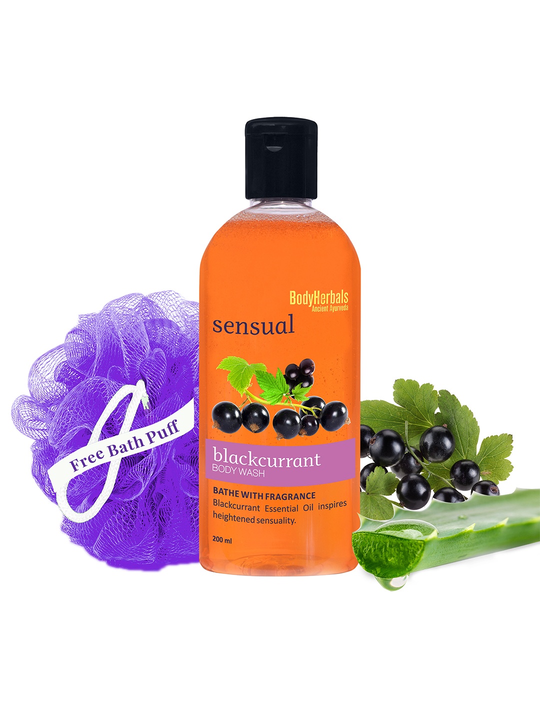 

BodyHerbals Set of Blackcurrant Body Wash With Aloe Vera & Loofah - 200 ml, Na