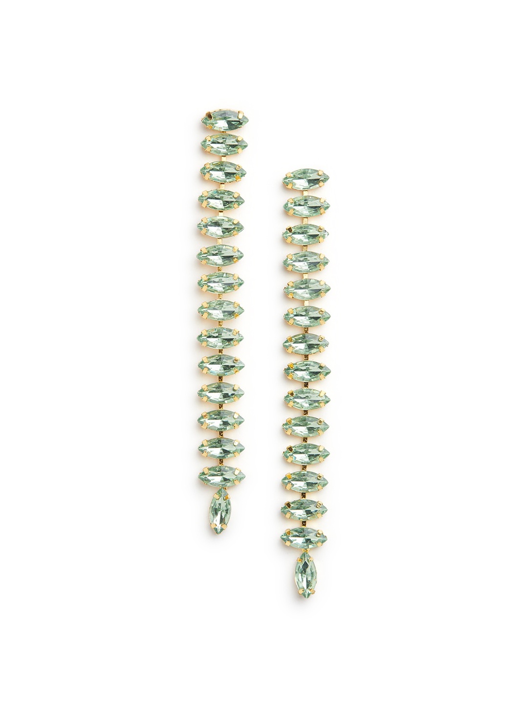 

Blisscovered Gold-Toned & Green Stone-Studded Contemporary Drop Earrings