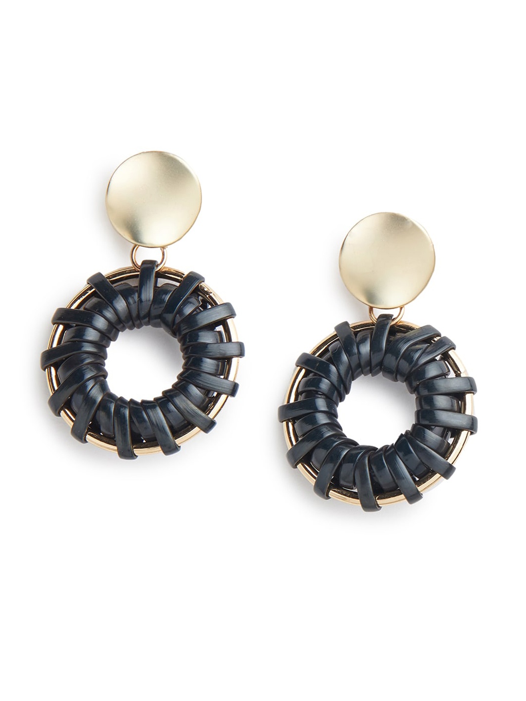 

Blisscovered Black Circular Drop Earrings