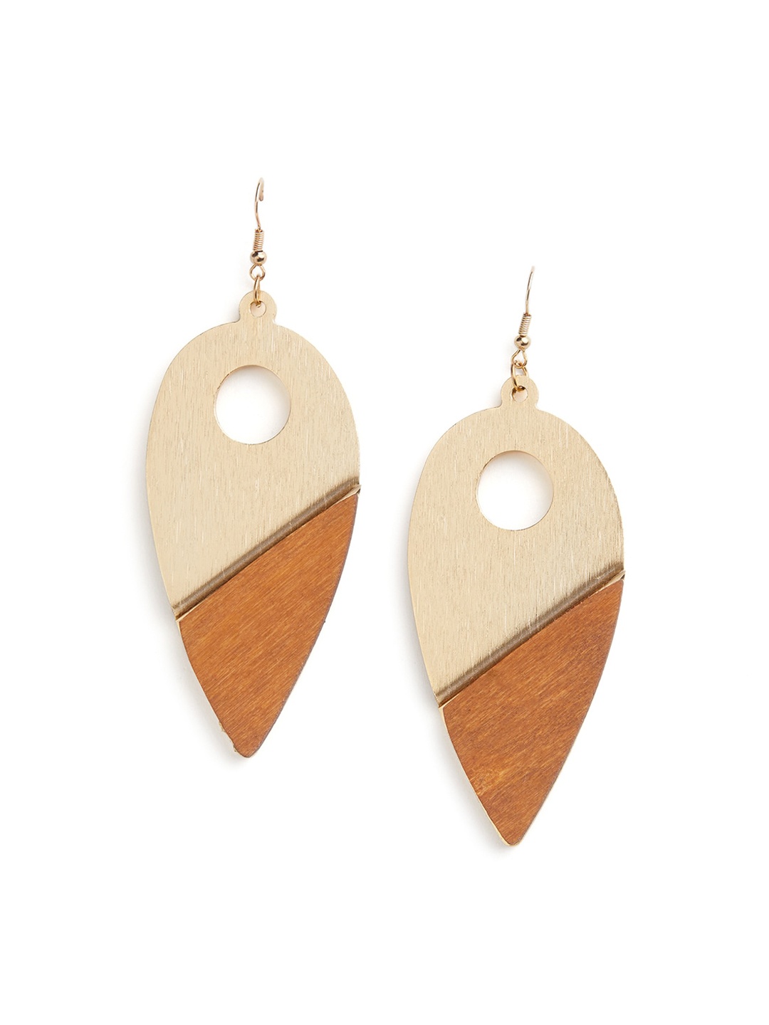 

Blisscovered Brown & Beige Geometric Drop Earrings