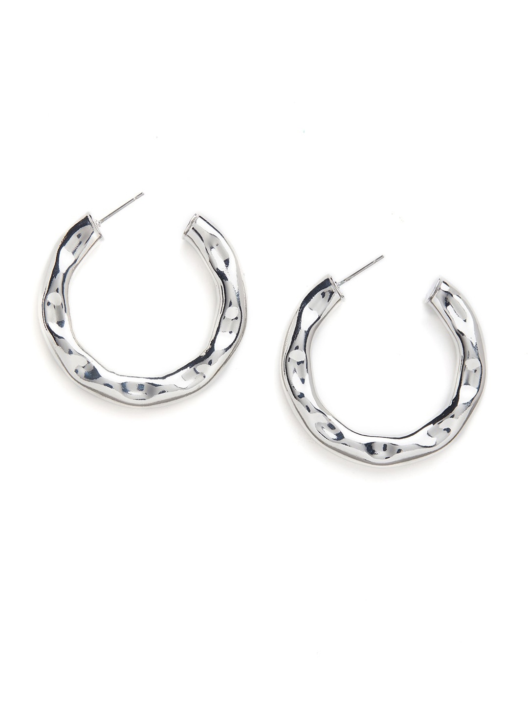 

Blisscovered Silver Contemporary Half Hoop Earrings