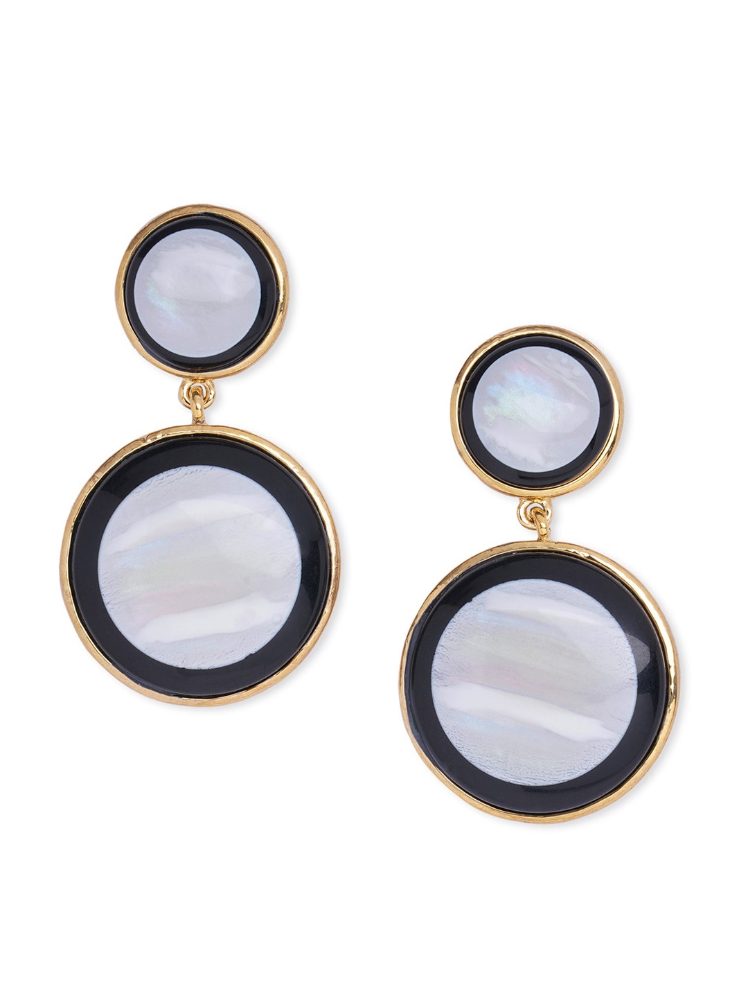 

Blisscovered White & Black Circular Drop Earrings