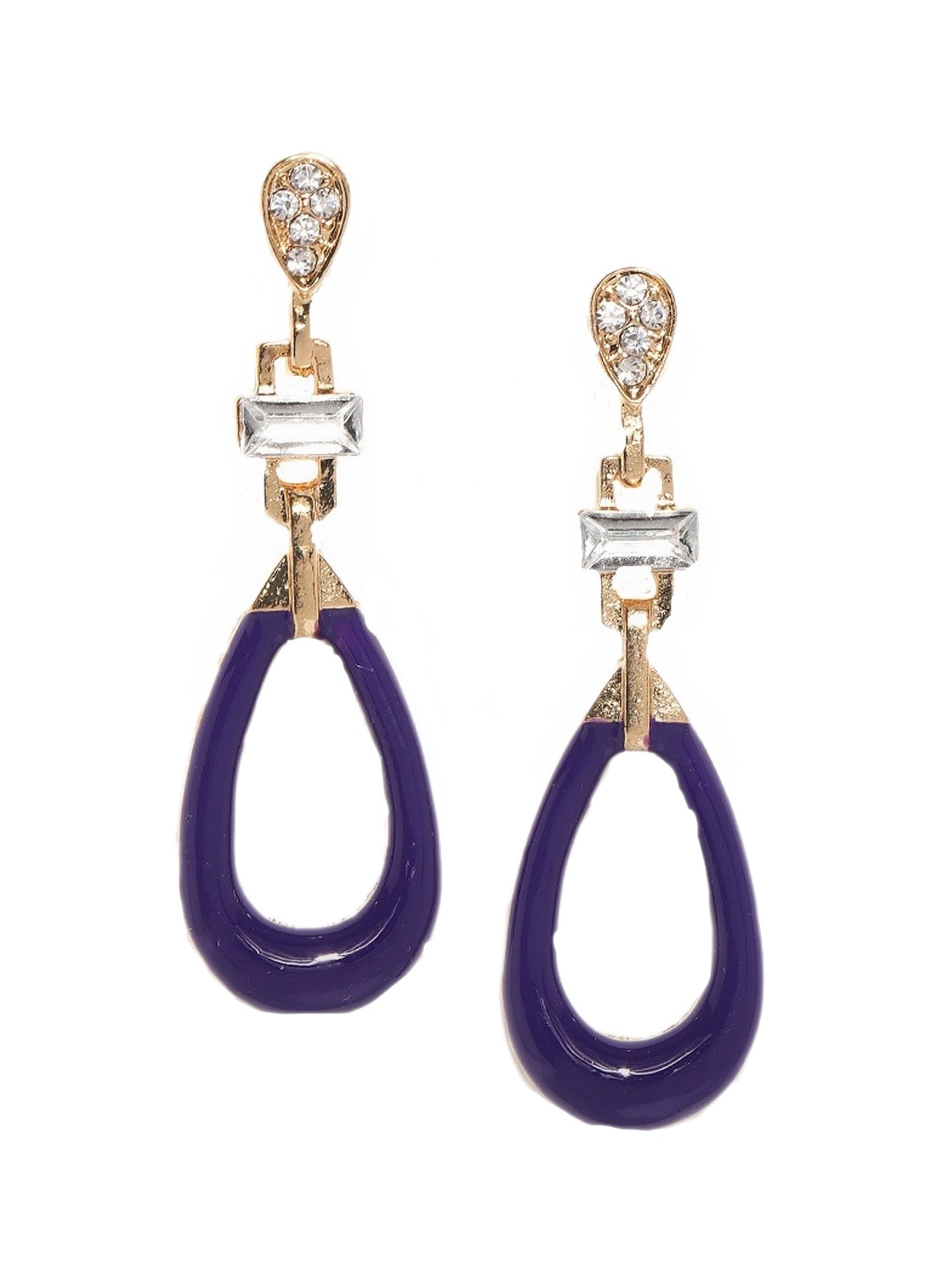 

Blisscovered Gold-Toned & Purple Contemporary Drop Earrings