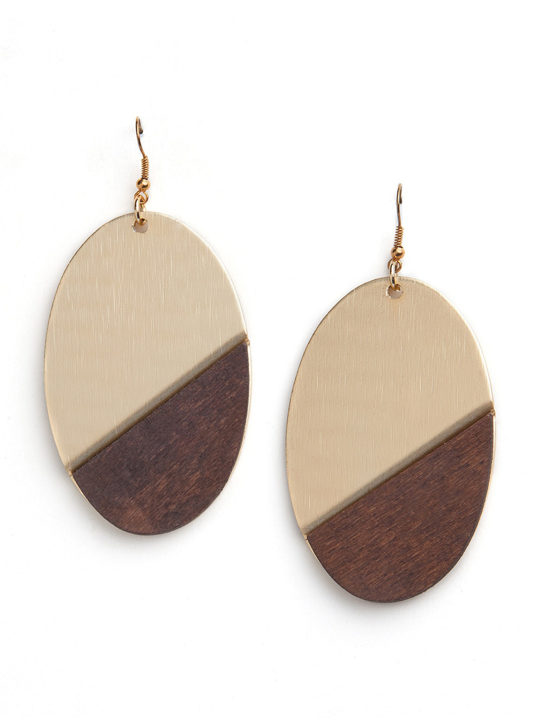 

Blisscovered Gold-Toned & Brown Contemporary Drop Earrings