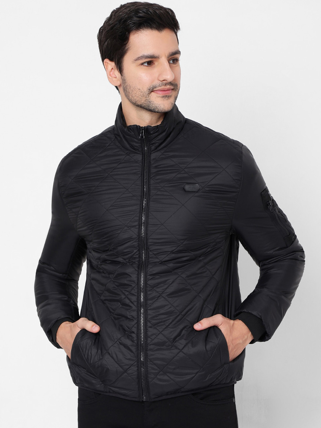 

Mufti Men Black Quilted Jacket