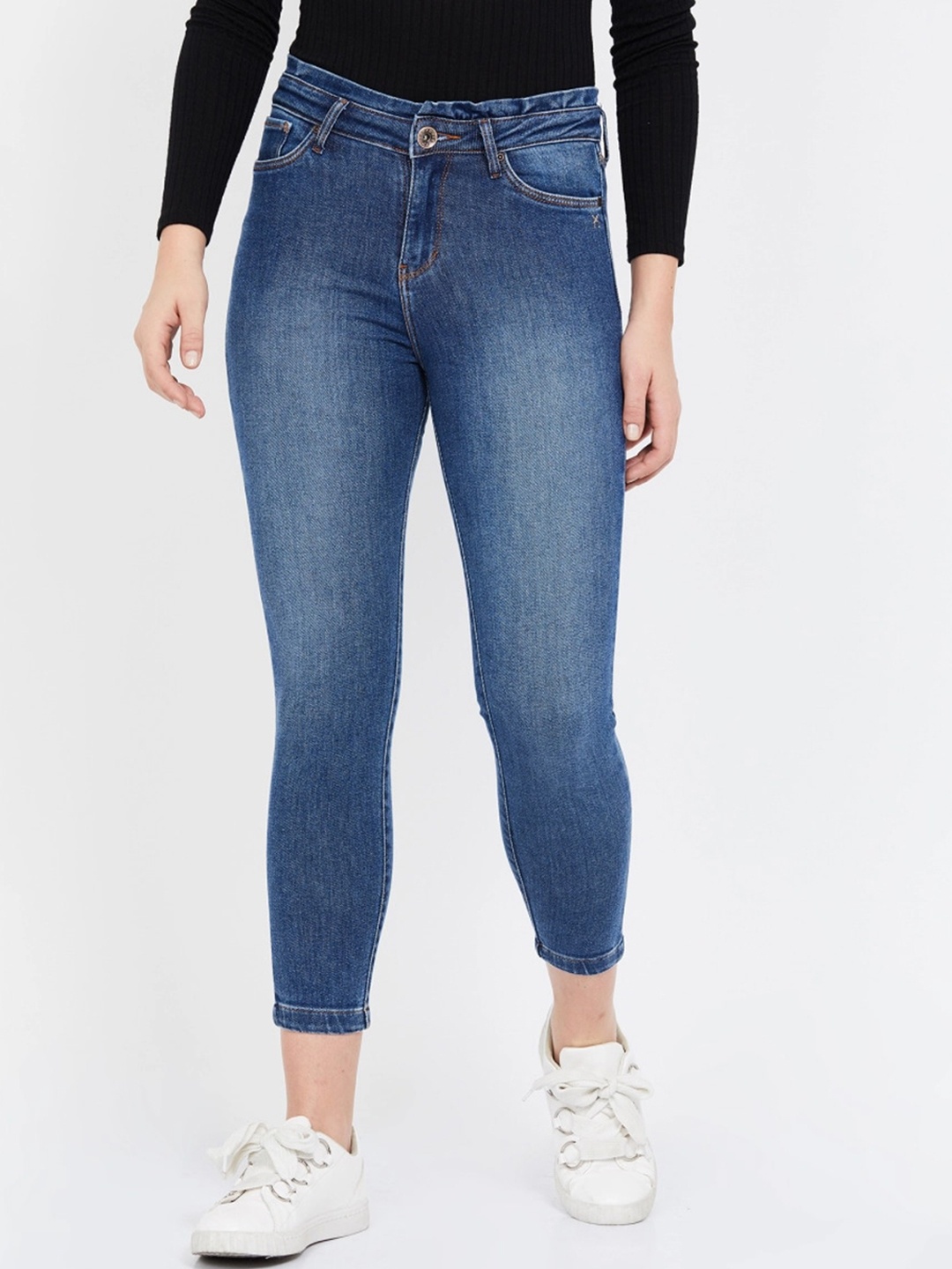 

Xpose Women Blue Comfort Slim Fit High-Rise Light Fade Stretchable Jeans
