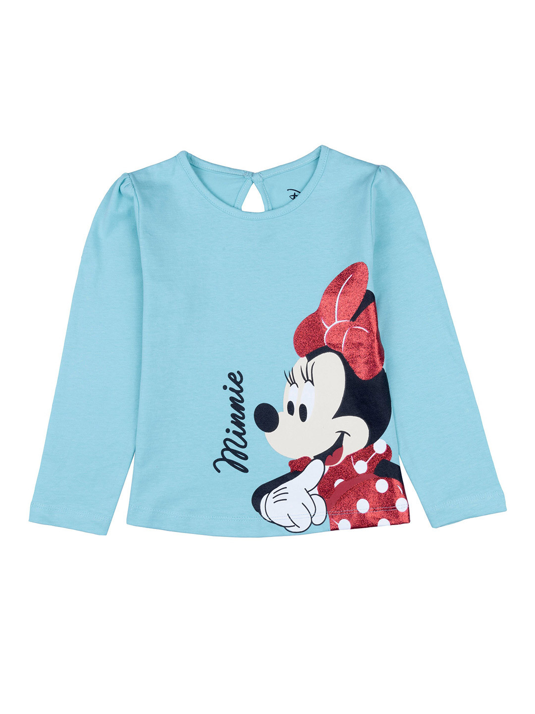 

Disney Girls Blue & Red Typography Minnie Mouse Printed Pure Cotton T-shirt
