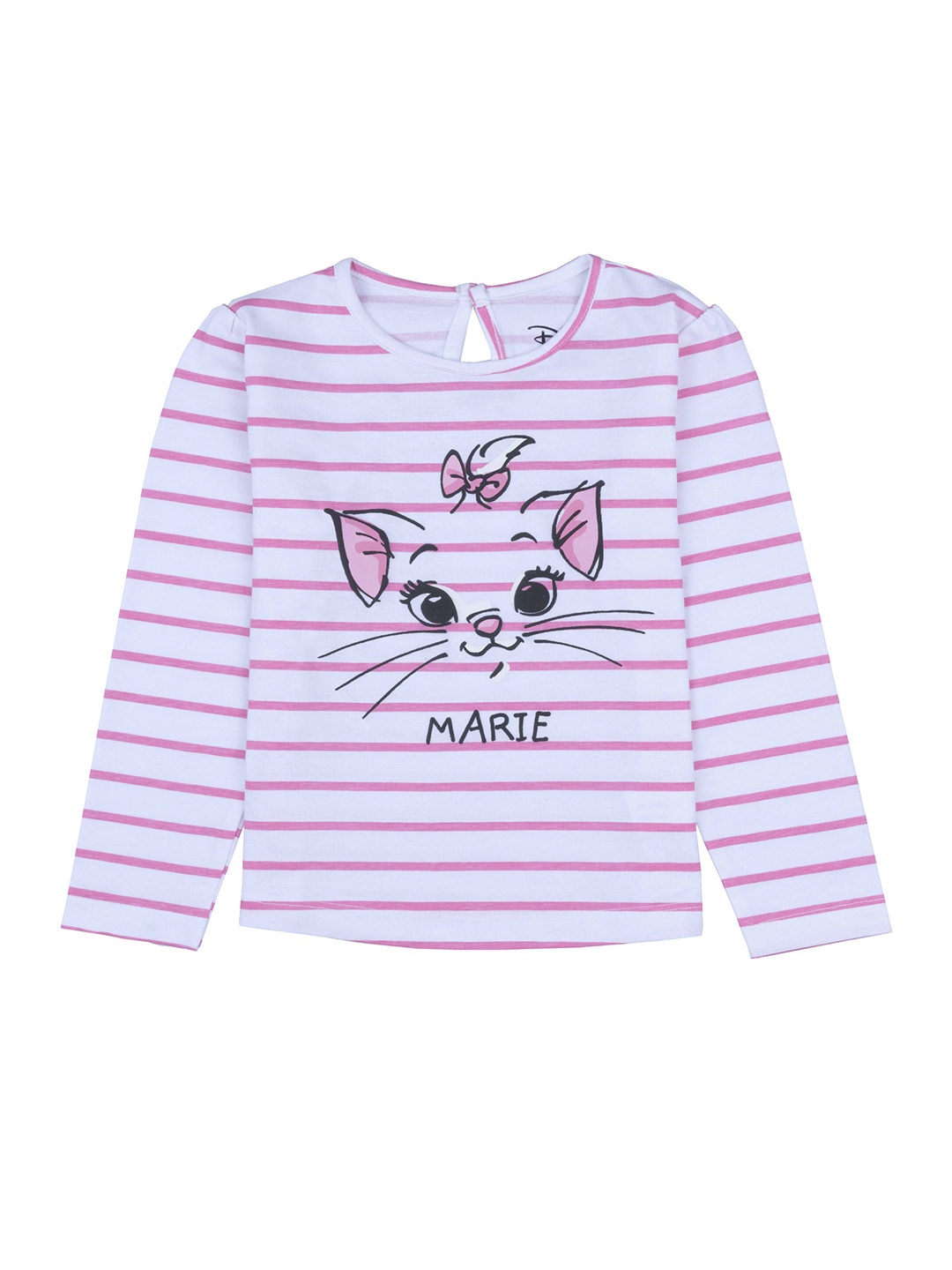 

Disney Girls White & Pink Marie Striped T-shirt