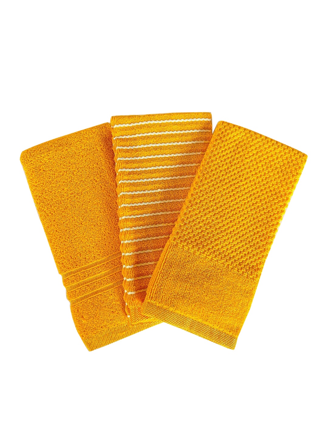 

Lushomes Pack of 3 Yellow Cotton Kitchen Hand Towel Set