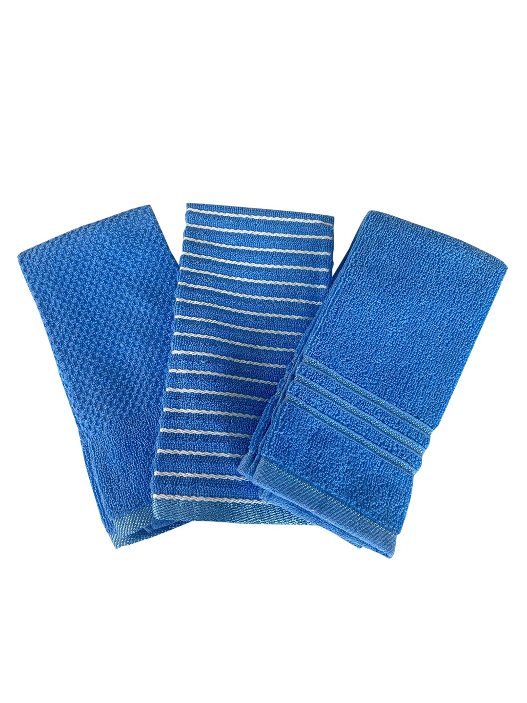 

Lushomes Set Of 3 Blue Cotton Kitchen Hand Wash Towel Set