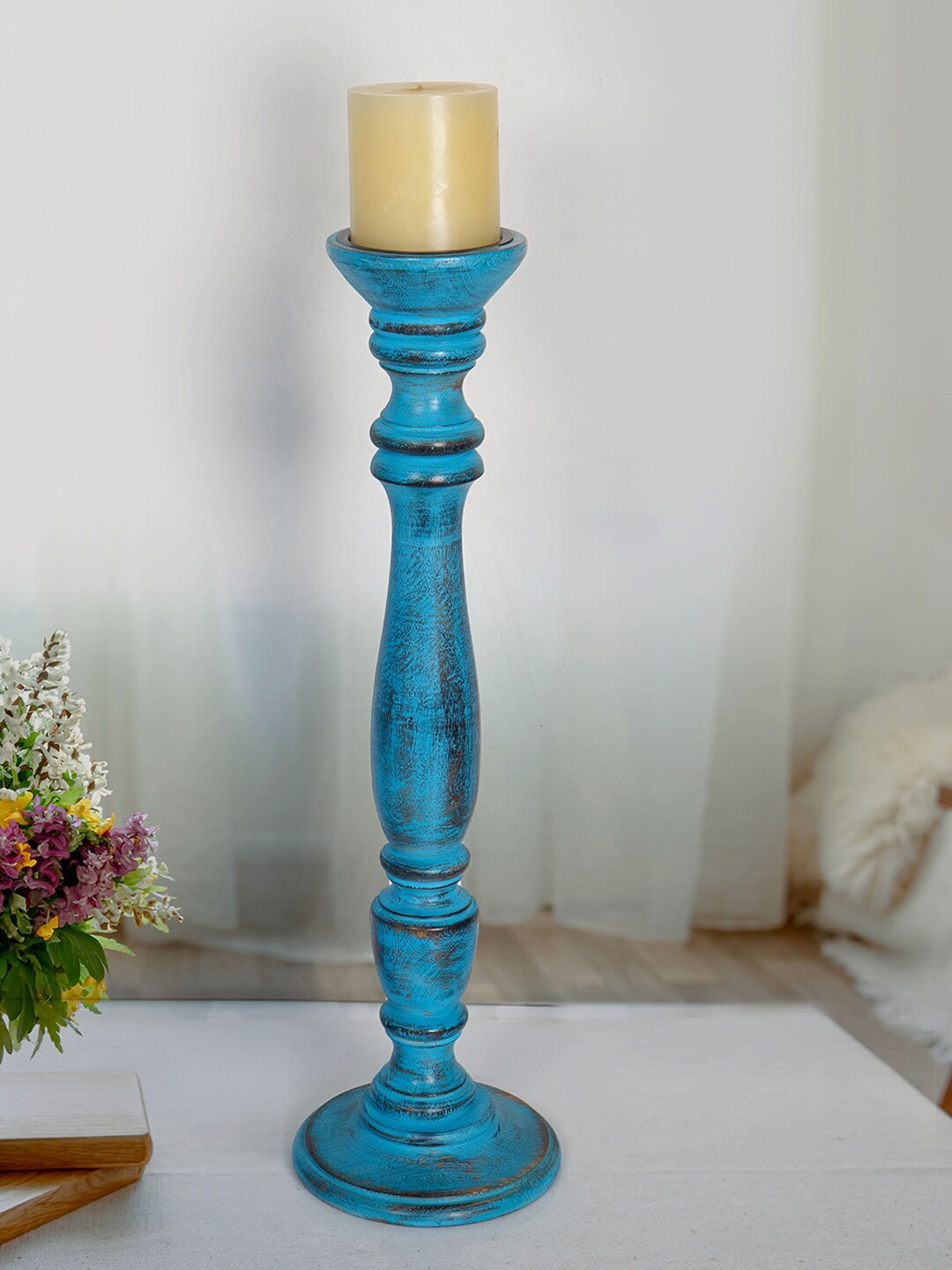 

Fos Lighting Blue Wooden Candle Holders 21 inches