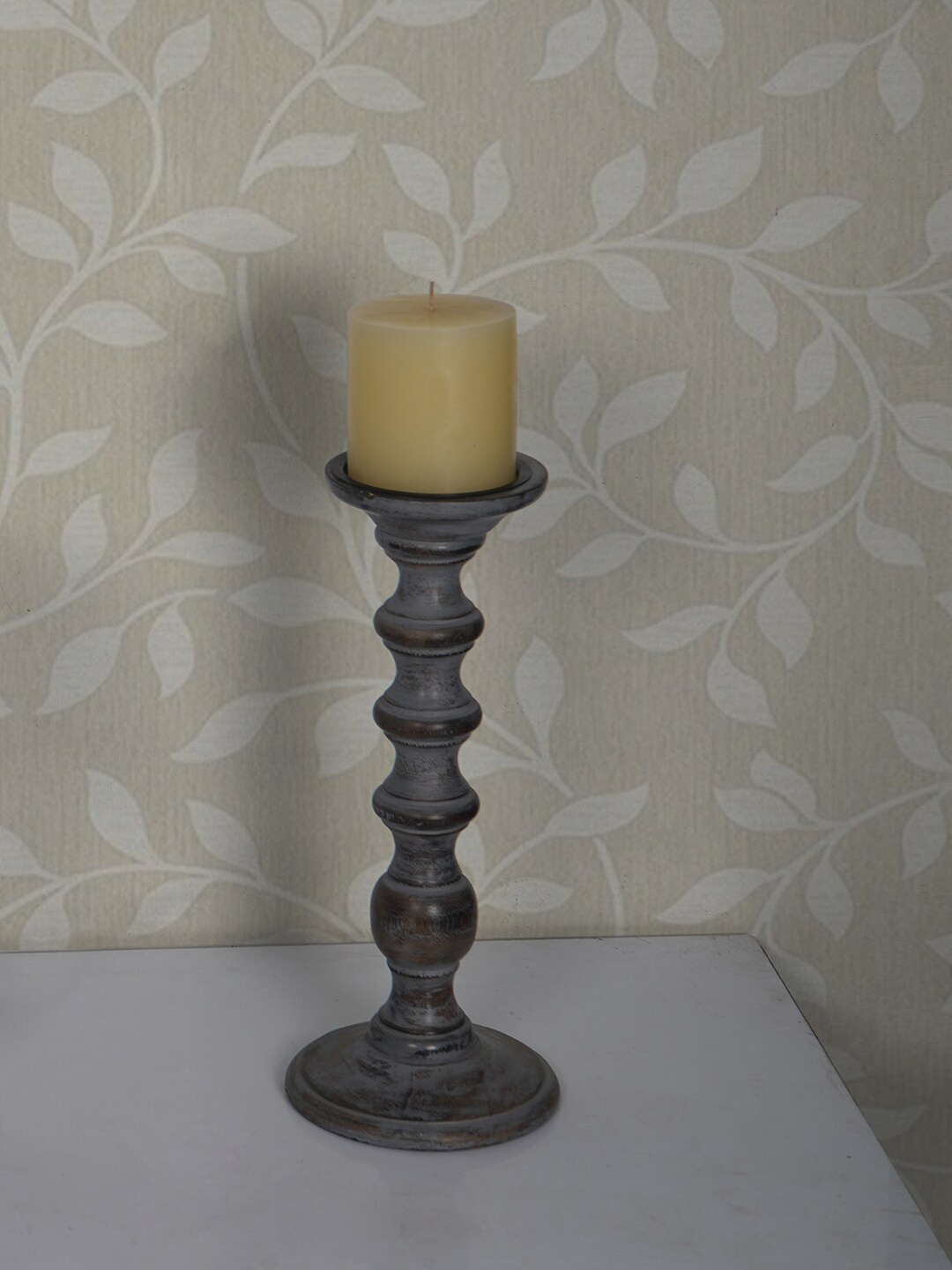 

Fos Lighting Grey Wooden Pillar Candle Holders