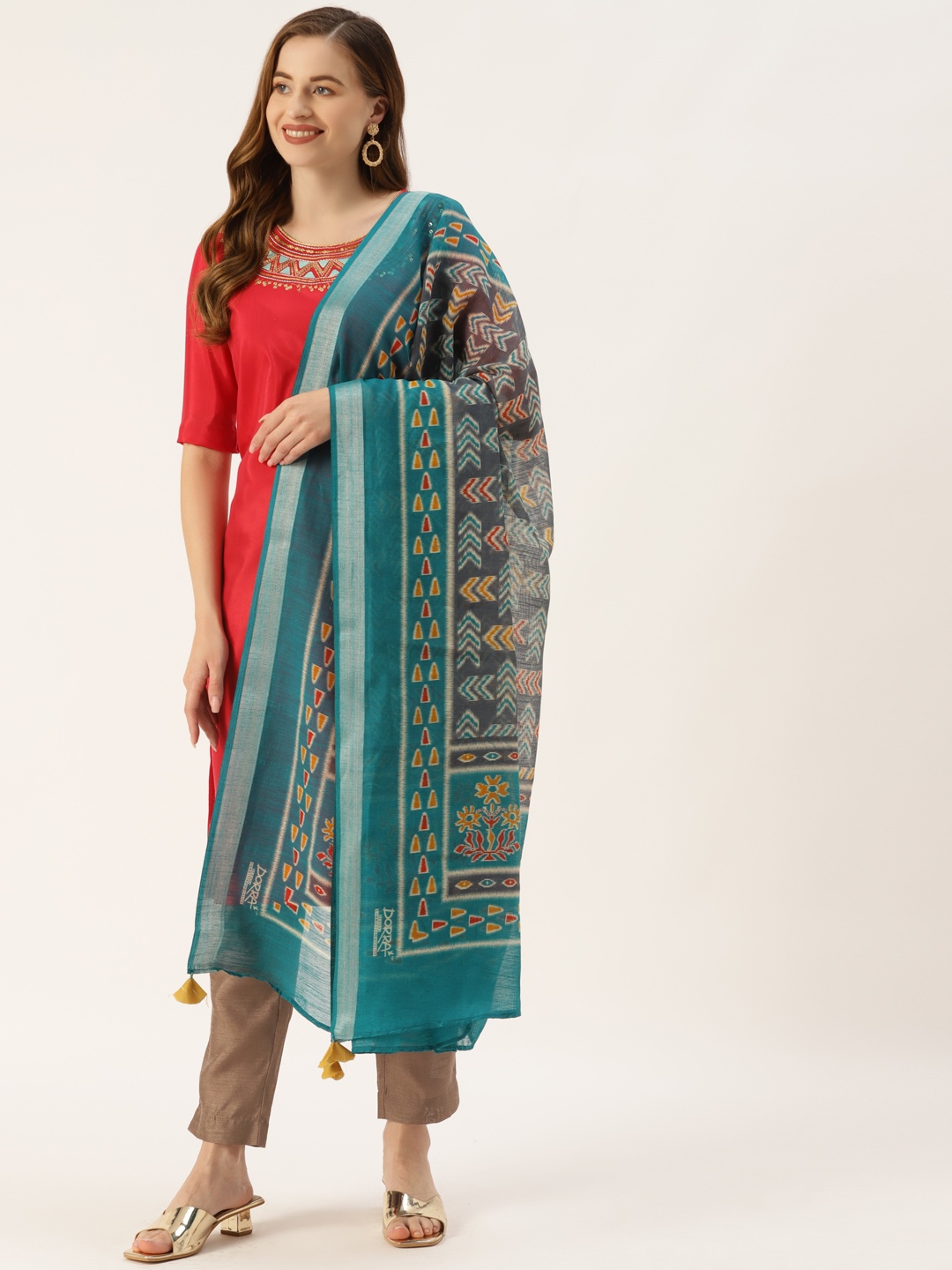 

Molcha Blue Printed Dupatta
