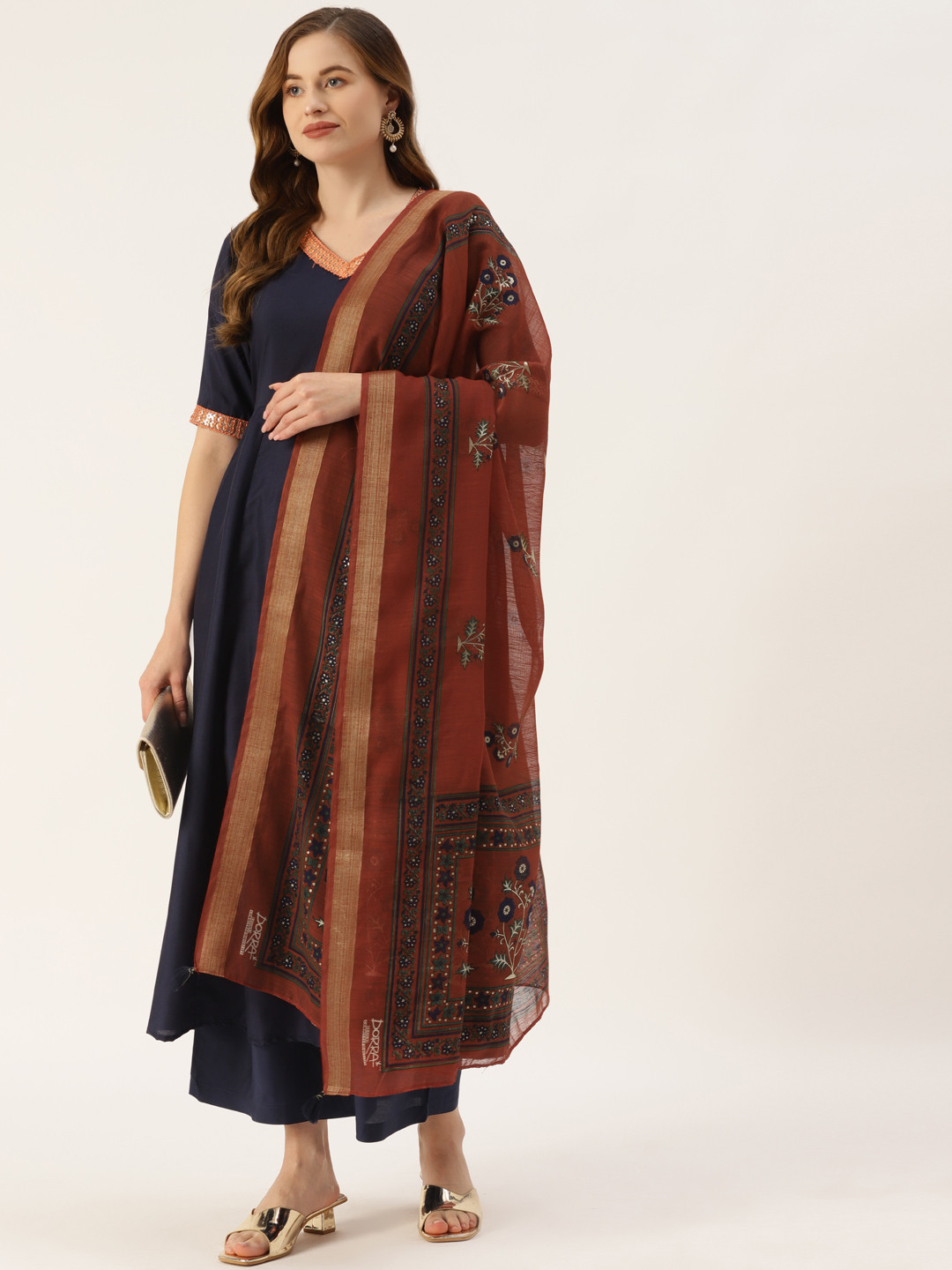

Molcha Brown Printed Dupatta