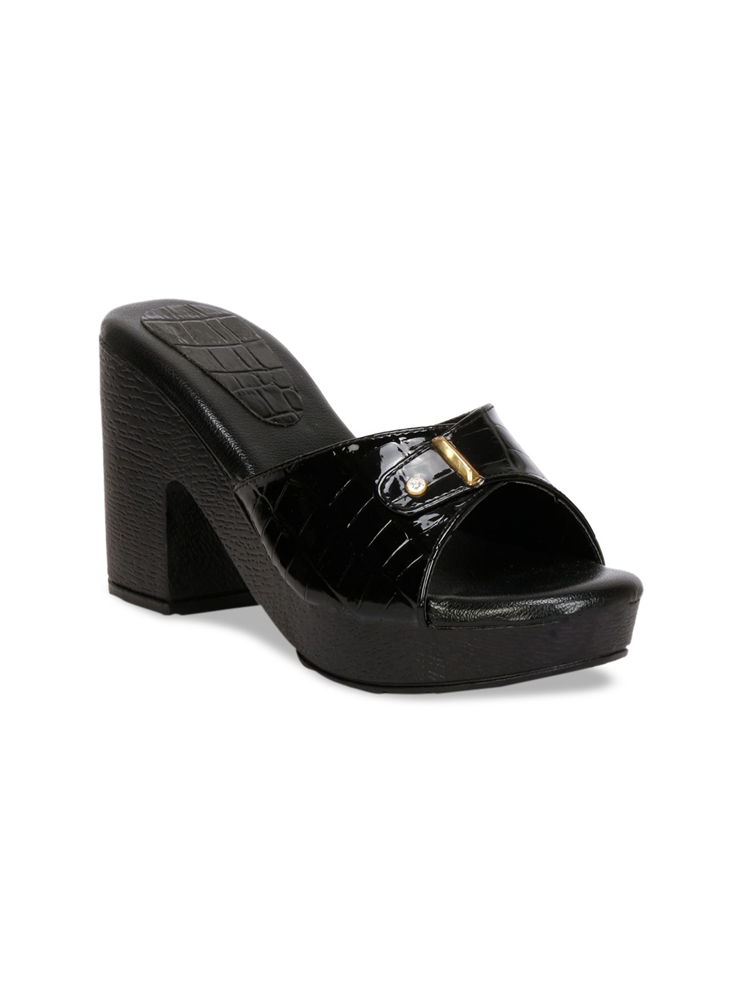 

Misto Black Block Sandals with Buckles