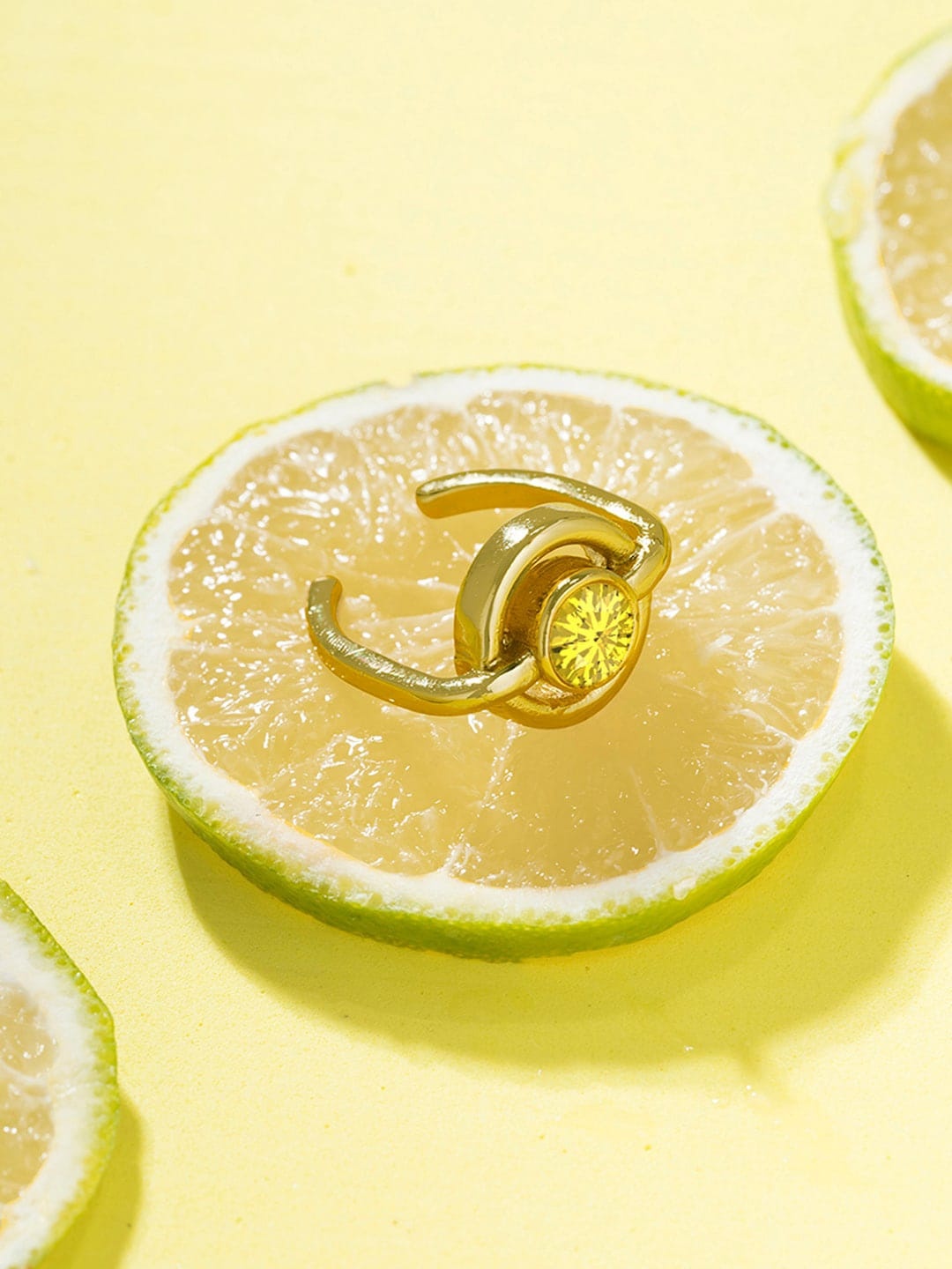 

Mikoto by FableStreet Gold Plated Yellow Crystal Finger Ring