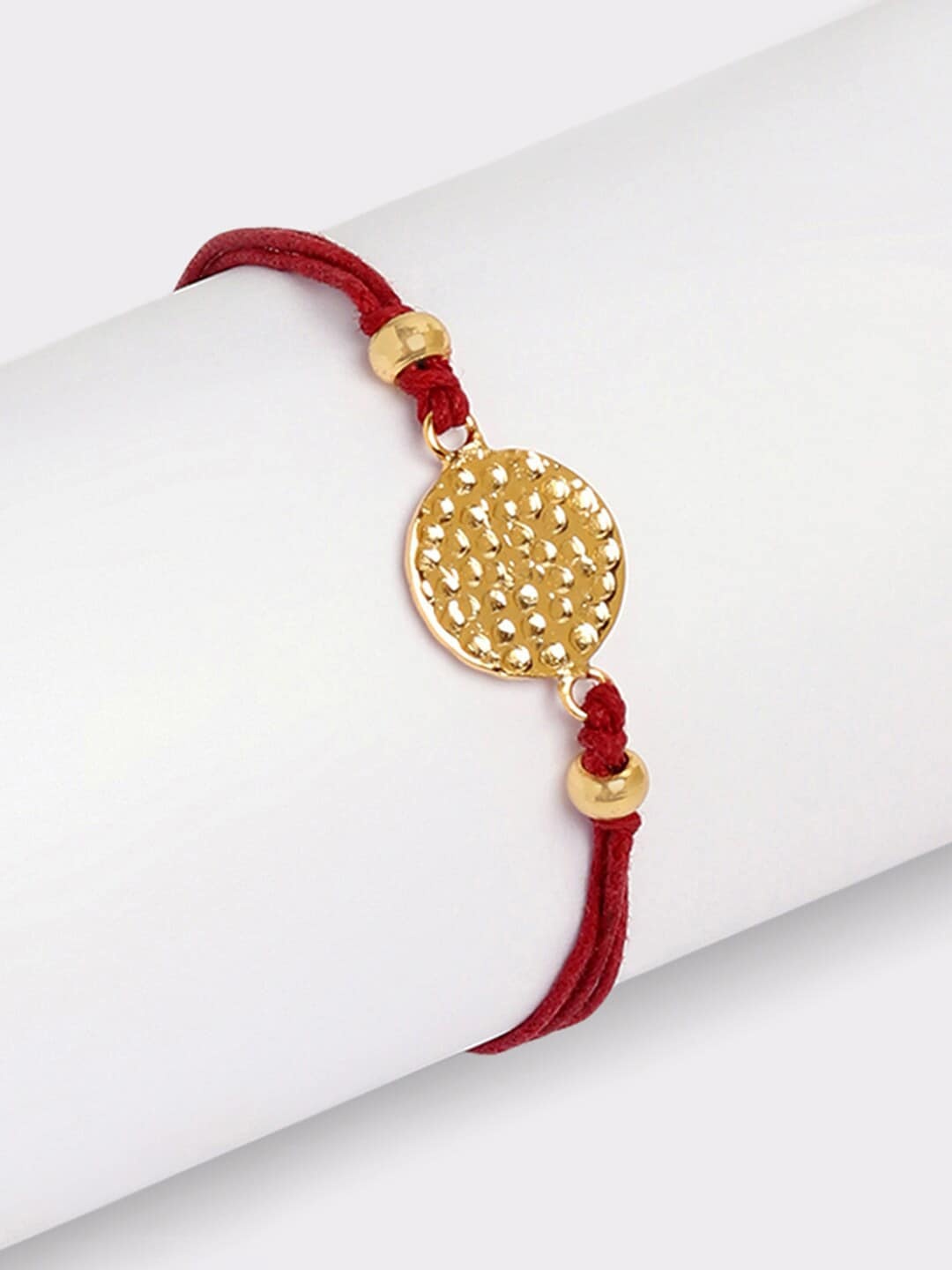 

March by FableStreet Women Maroon & Gold-Toned Gold-Plated Circle of Life Chord Bracelet