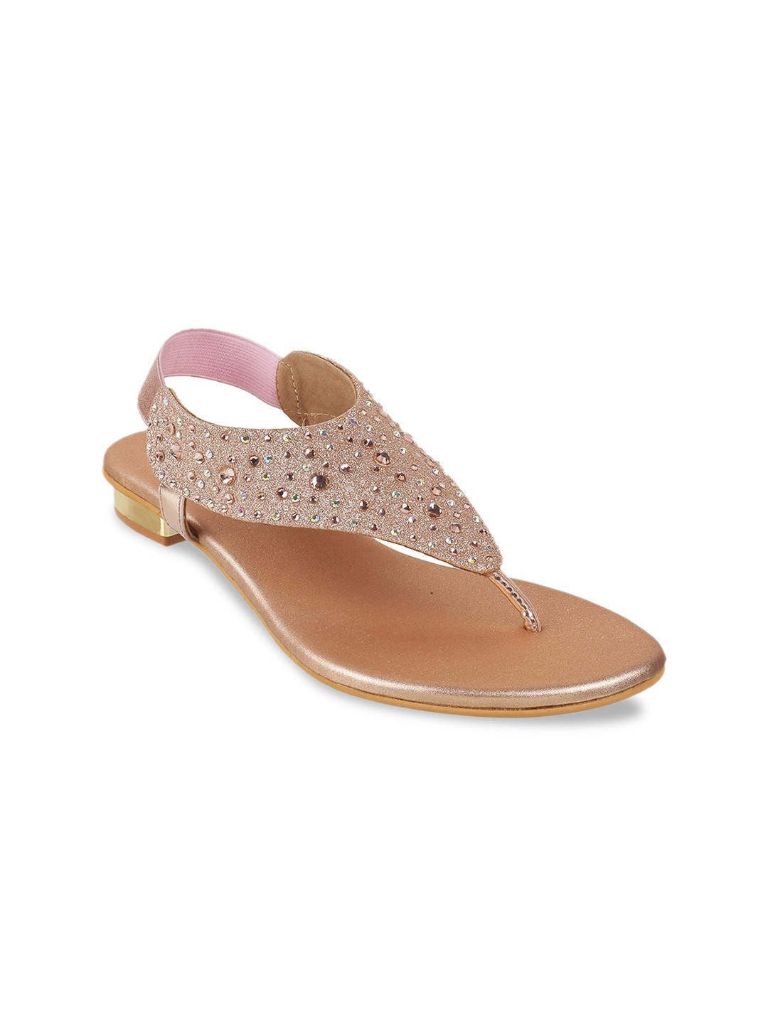 

Metro Women Gold-Toned T-Strap Flats