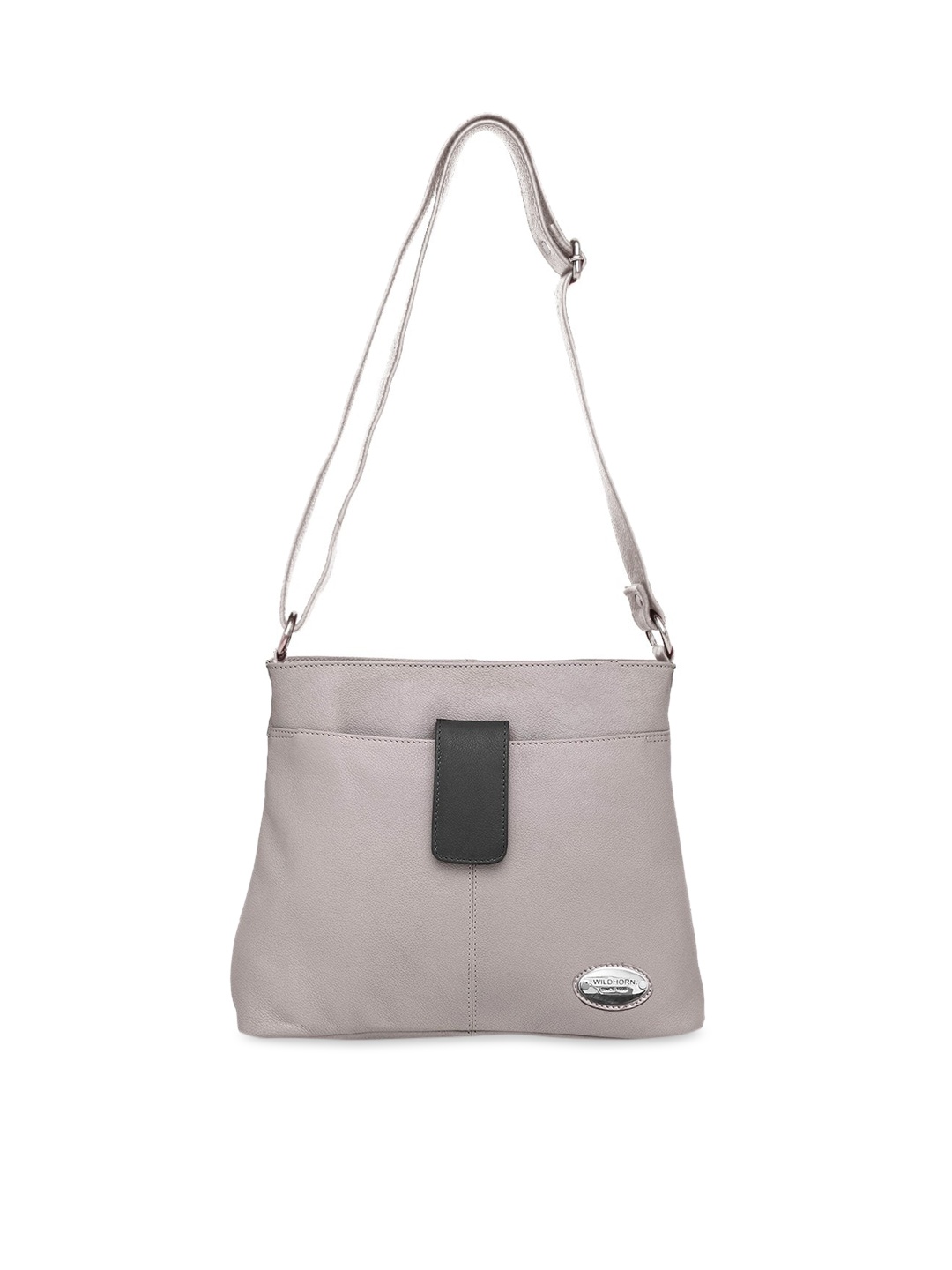 

WildHorn Grey Genuine Leather Structured Sling Bag