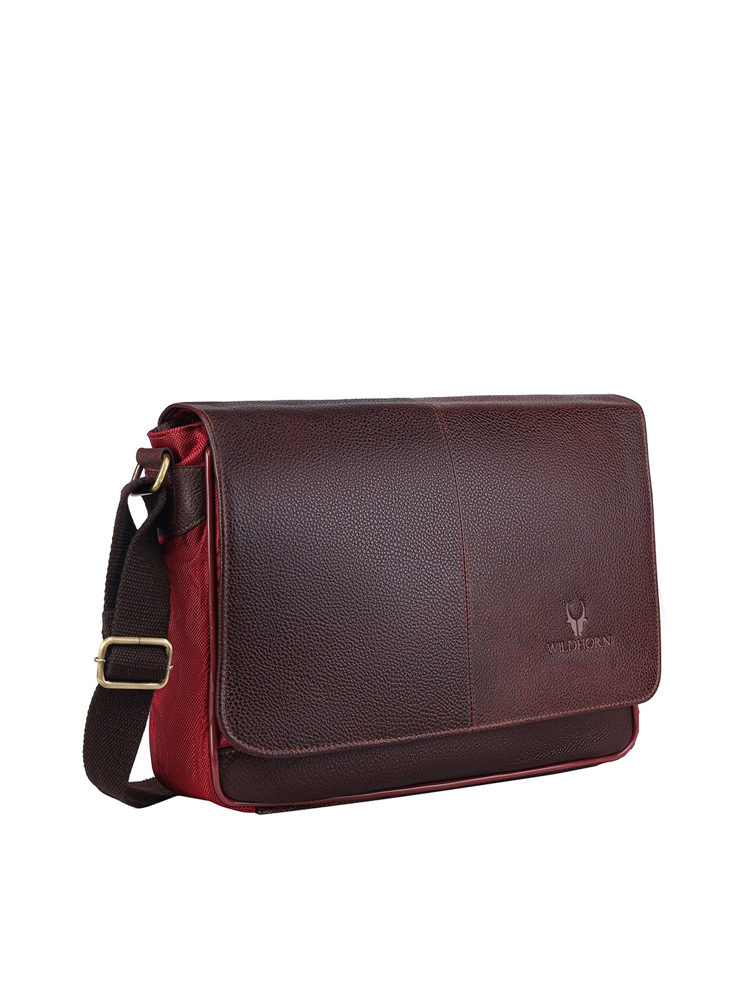 

WildHorn Men Maroon & Brown Messenger Bag