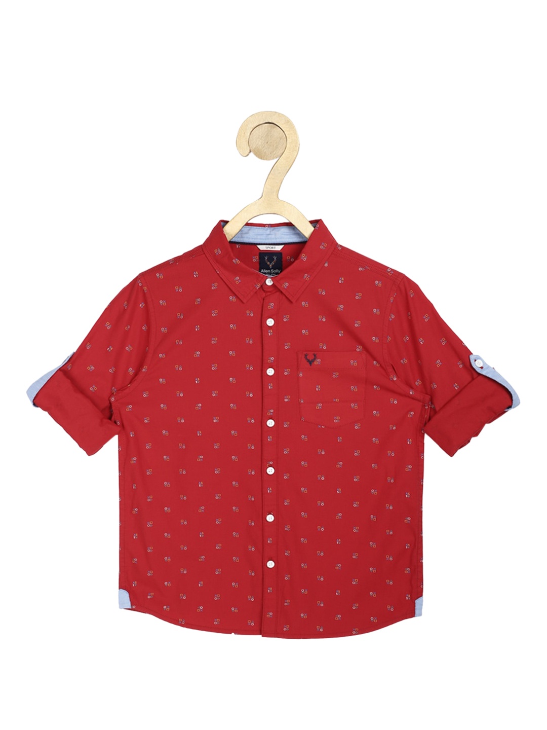 

Allen Solly Junior Boys Pure Cotton Red Printed Slim Fit Casual Shirt