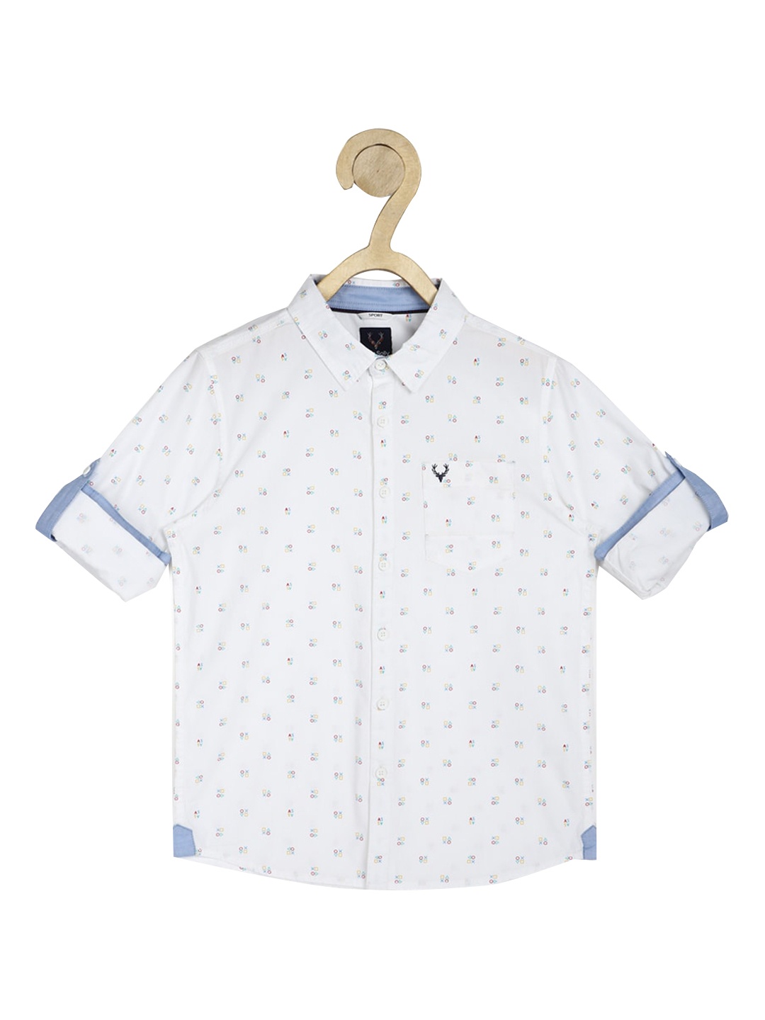 

Allen Solly Junior Boys White Slim Fit Opaque Printed Pure Cotton Casual Shirt