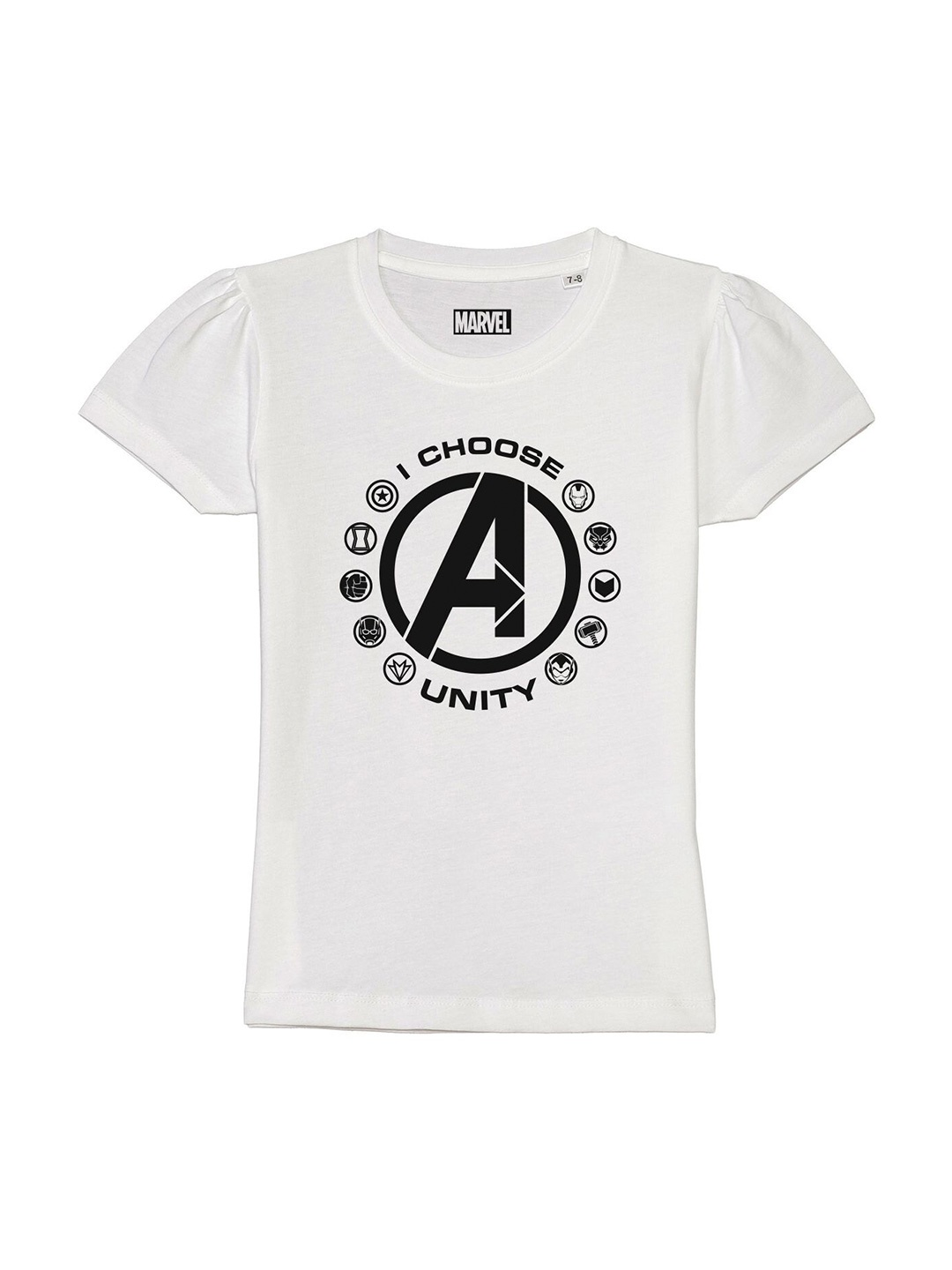 

Marvel by Wear Your Mind Girls White Avengers Printed T-shirt