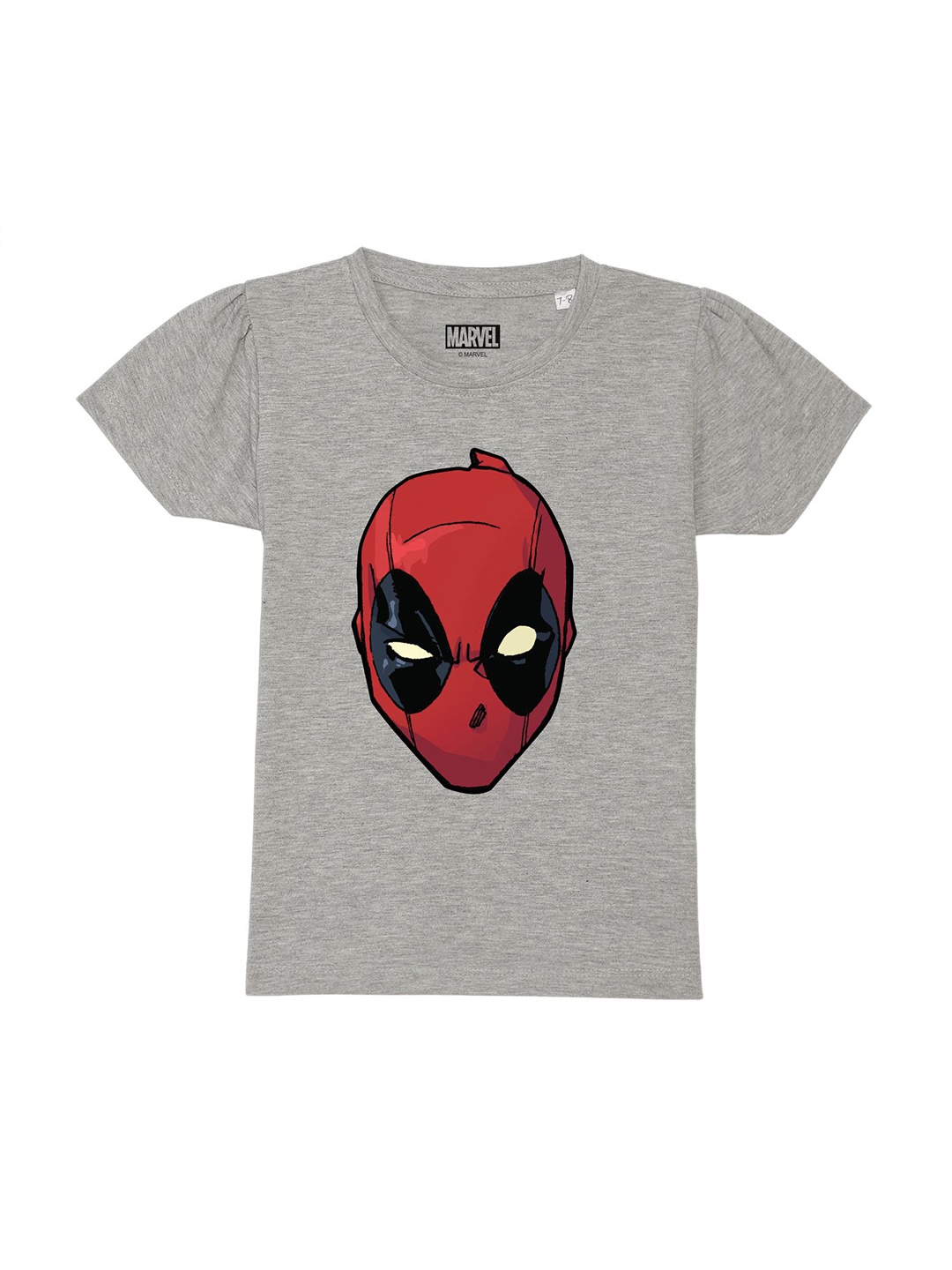 

Marvel by Wear Your Mind Girls Grey Deadpool Printed Pure Cotton T-shirt