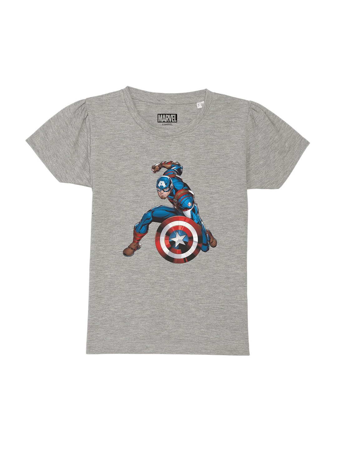 

Marvel by Wear Your Mind Girls Grey Captain America Printed T-shirt