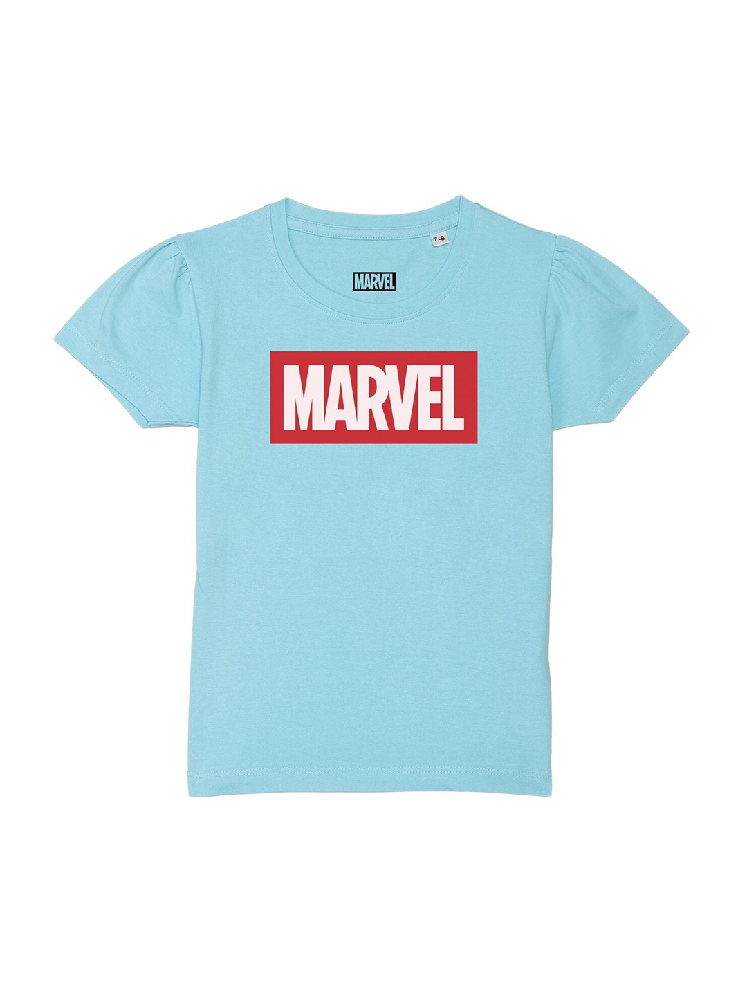 

Marvel by Wear Your Mind Girls Blue & Red Marvel Printed Pure Cotton T-shirt