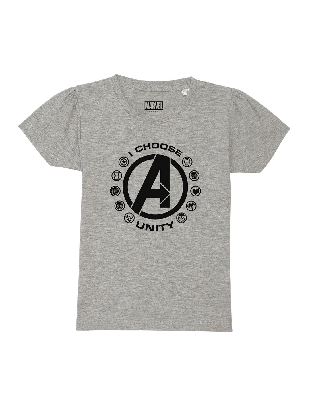 

Marvel by Wear Your Mind Girls Grey Avengers Printed V-Neck T-shirt