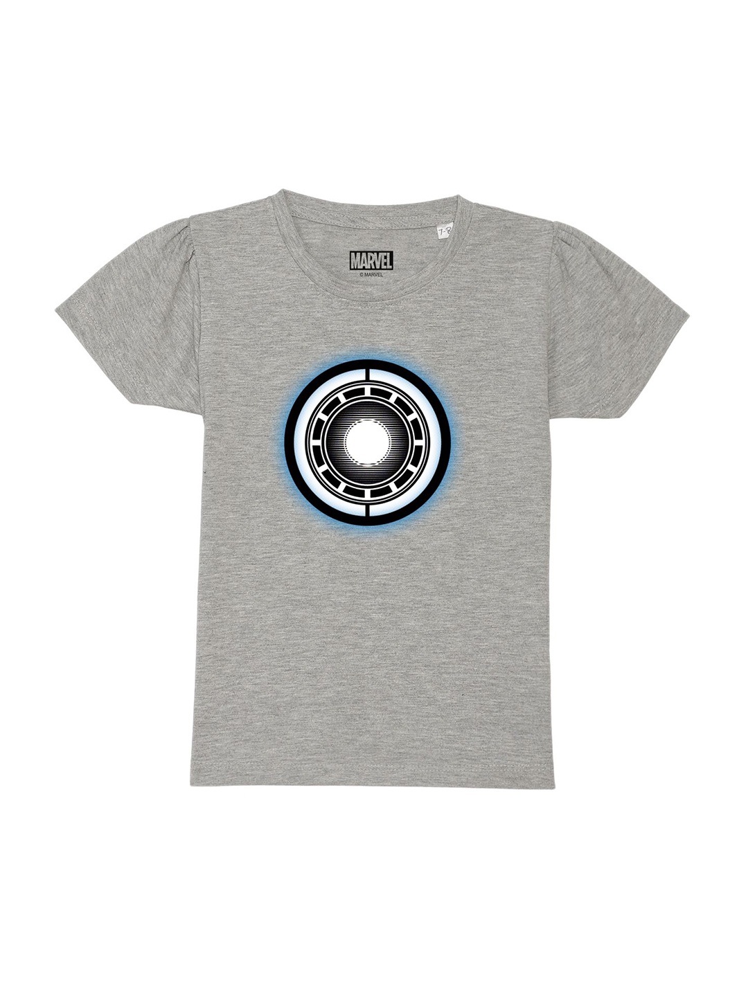 

Marvel by Wear Your Mind Girls Grey Iron Man Printed Puff Sleeves T-shirt