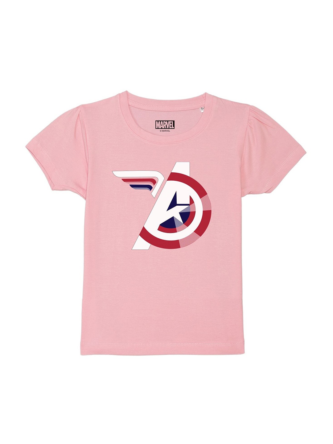 

Marvel by Wear Your Mind Girls Cotton Pink Avengers Printed T-shirt
